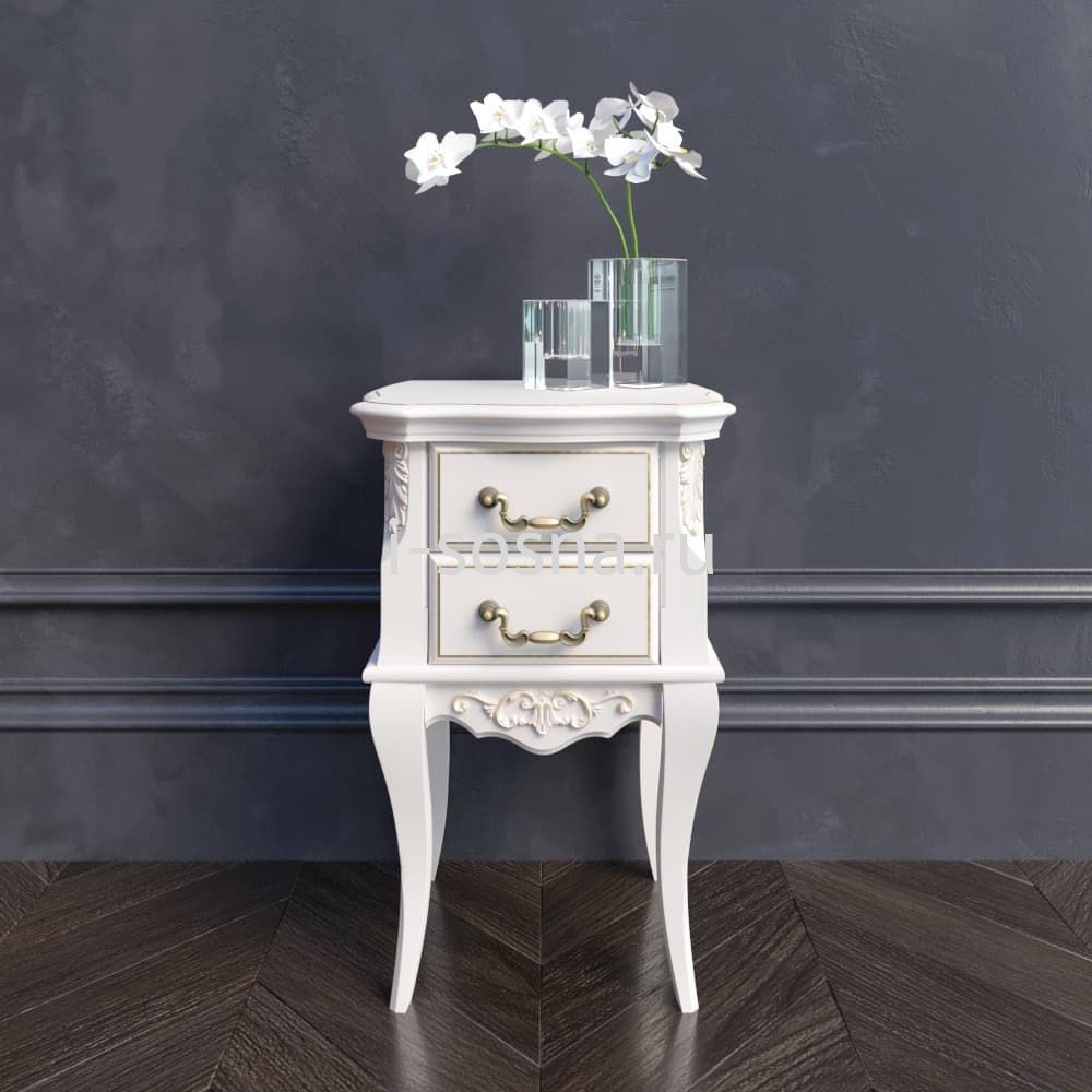 Узкая тумба Французский Прованс с 2 ящиками (Черный)