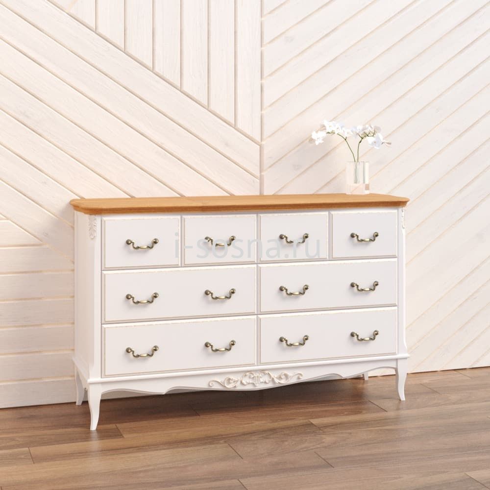 Комод Прованс Wood с 8 ящиками (Черный/Ясень)