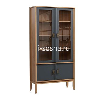 Шкаф Бридж широкий с 2 стеклянными дверями и 2 глухими дверями