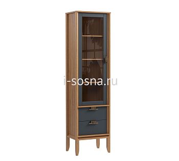 Шкаф Бридж узкий с 1 стеклянной дверью и 2 ящиками