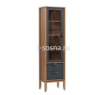 Шкаф Бридж узкий с 1 стеклянной дверью и 2 ящиками