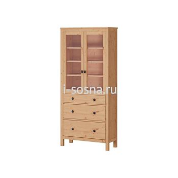 Шкаф-витрина с 3 ящиками Хемнэс HEMNES