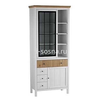 Шкаф для посуды Сканди стеклянная и глухая двери 1113СТЧ